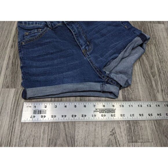 (3/$35) Shein Size Small Cuffed Whiskered High Rise Denim Blue Jean Shorts - Picture 9 of 9